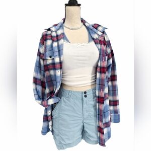 American Eagle Cozy Plaid Flannel Button Down | Soft Outdoorsy Layer